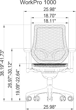 WorkPro 1000 Series Ergonomic Mesh/Mesh Mid-Back Task Office Chair, Black/Black, BIFMA Compliant