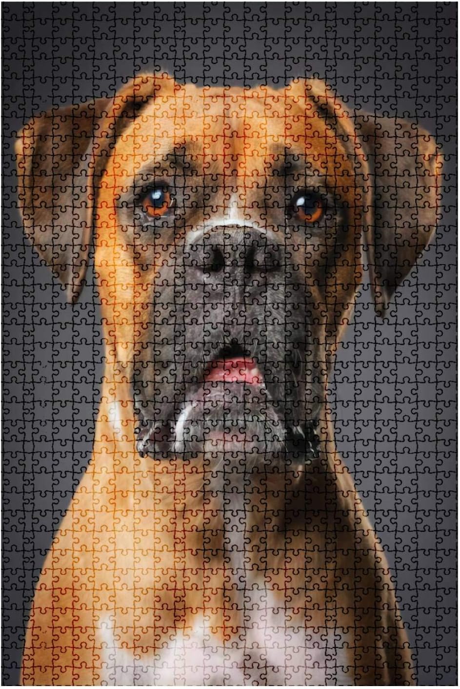 1000 Pieces Wooden Jigsaw Puzzle Boxer Dog Dog Portrait Fun and Challenging Board Puzzles for Adult Kids Large DIY Educational Game Toys Gift Home Decor