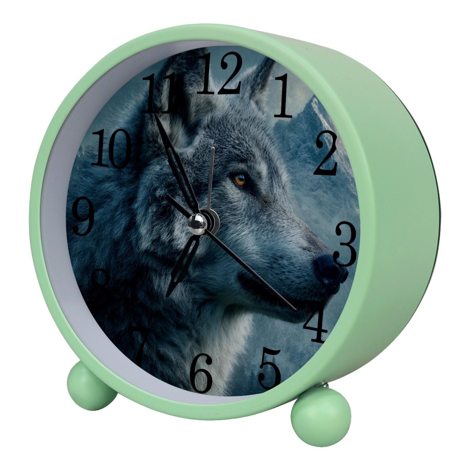 etoenbrc Wolf 10.9" Alarm Clock,Small Battery Operated Clock, Slient Plastic Table Clock for Living Room Decor,Bedroom,Office