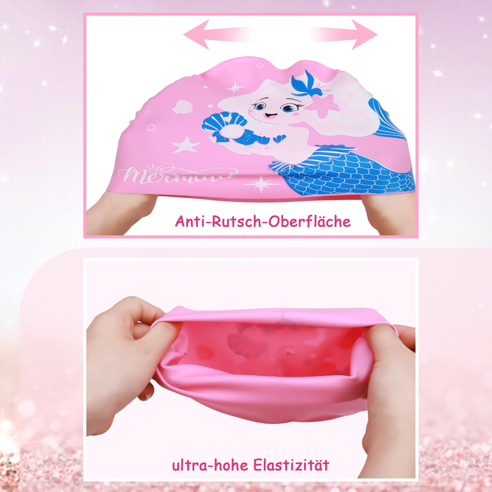 Cuffie Da Nuoto Bambina Halinuia - 2 Pezzi In Silicone - Motivi Unicorno E Sirene - Impermeabili 3-9 Anni - Foto 14