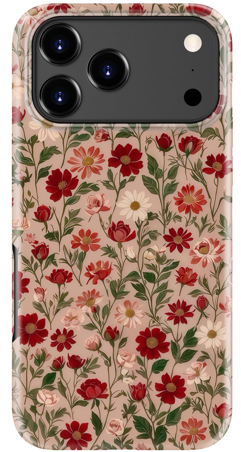 Goodon for iPhone 17 Pro Max Case Cute, Preppy Floral Design,Slim Silicone Protective Hard Cover, Wireless Charging Compatible Aesthetic Glossy Y2K Phone Cases for Women Girls, Marbled Floral Veins — view 80