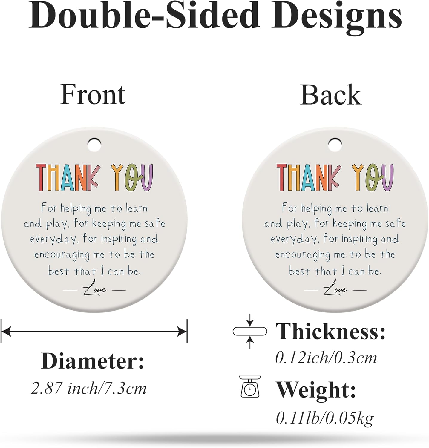 Teacher Christmas Ornament, Teacher Gifts for Christmas, Thank You Gifts for Women, Ceramic Ornament - Image 2