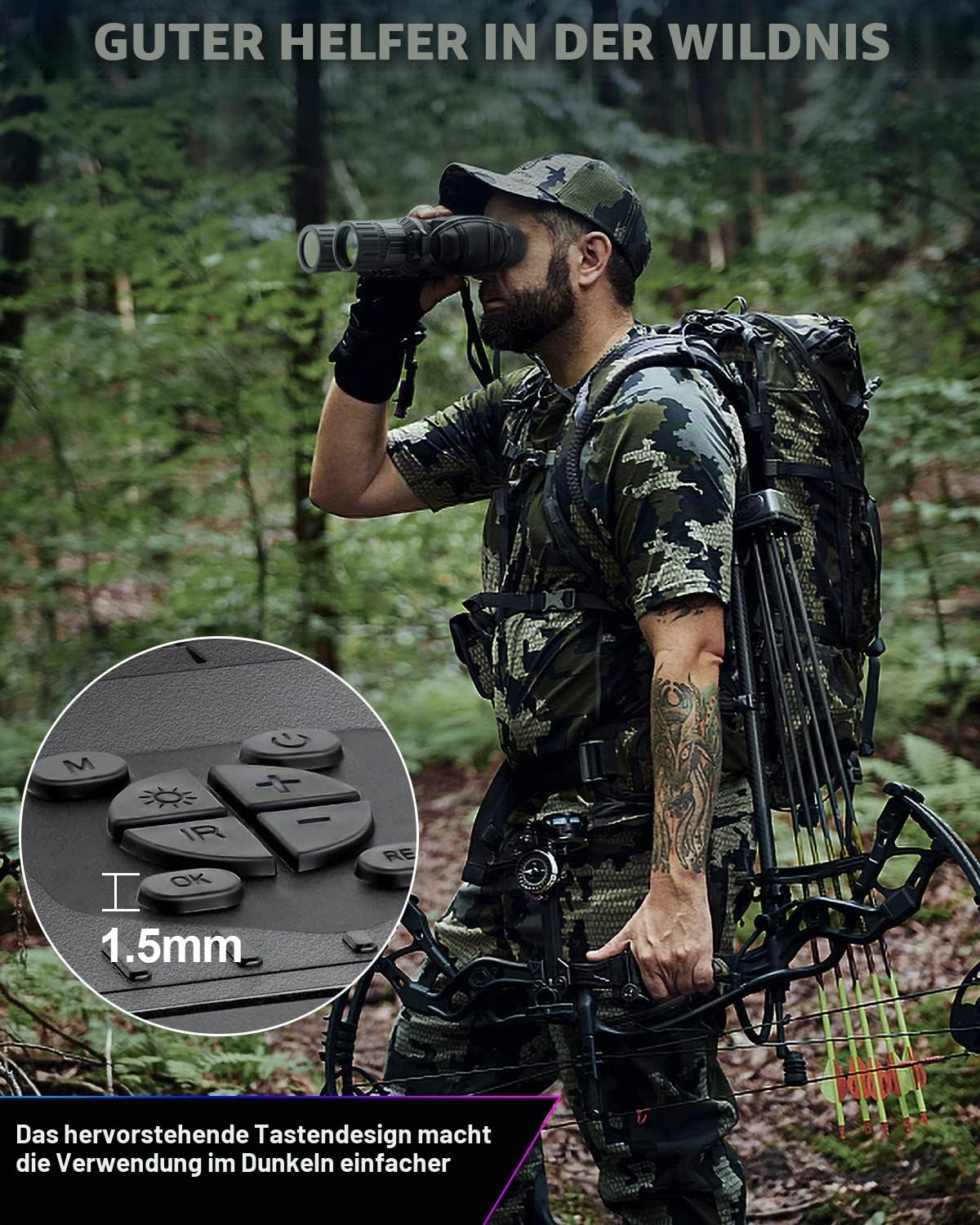 Nachtsichtgerät, IR Nachtsichtbrille Digitale Infrarot-Fernglas Kamera 4" TFT HD LCD WiFi, 1280P Video, 400m Sichtweite für Dunkelheit, 5X Digitalzoom zum Aufspüren