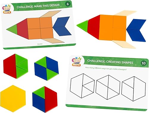 Miniatura 4 de Kids First Math Kit de matemáticas de bloques de patrones con tarjetas de actividad  250 bloques geométricos de plástico coloridos  Explora