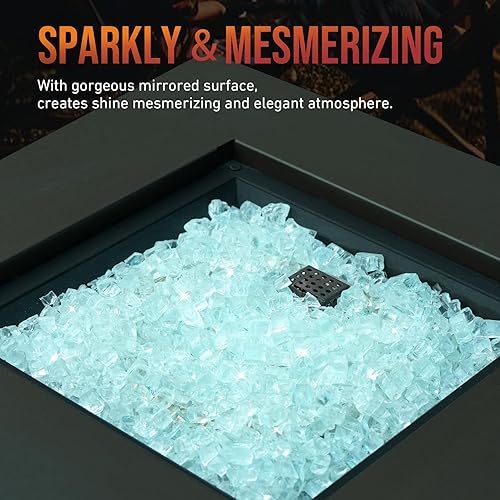 Miniatura 5 de Skyflame Vidrio de fuego regular de alto brillo de 10 libras para hoguera, chimenea, jardín, paisajismo, hielo de cristal, tamaño de 12 pulgada