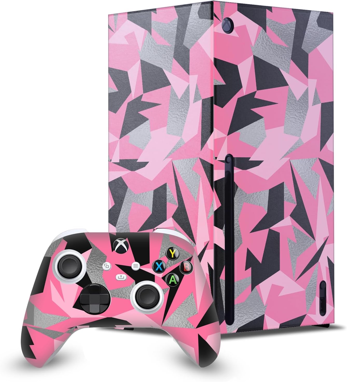 Head Case Designs Pink Camo Camouflage Game Console Wrap and Game Controller Skin Bundle Compatible With Xbox Series X
