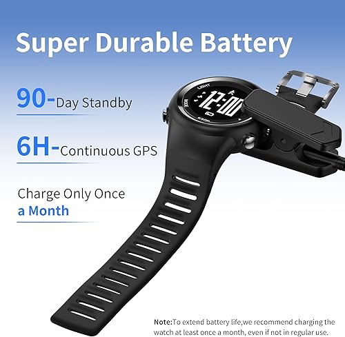 Miniatura 6 de EZON GPS Running Watch with Speed Distance Pace Alarm and Calorie Counter and Stopwatch for Men T031 Black