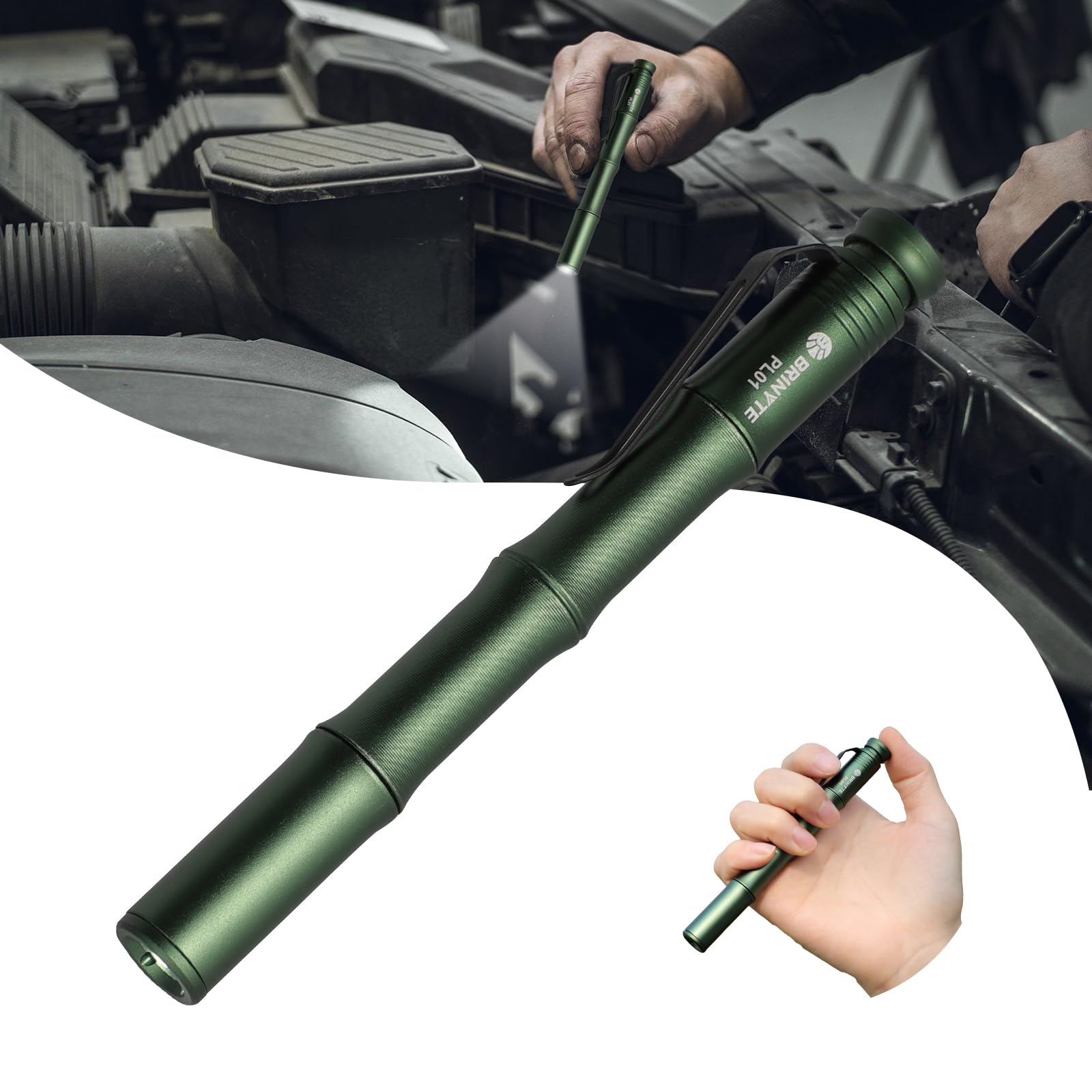 Brinyte PL01 165 Lumen Pen Light Flashlight Dual Mode High Low Ultra Thin AAA Battery Powered Inspection Light for Automotive Repair Mechanics