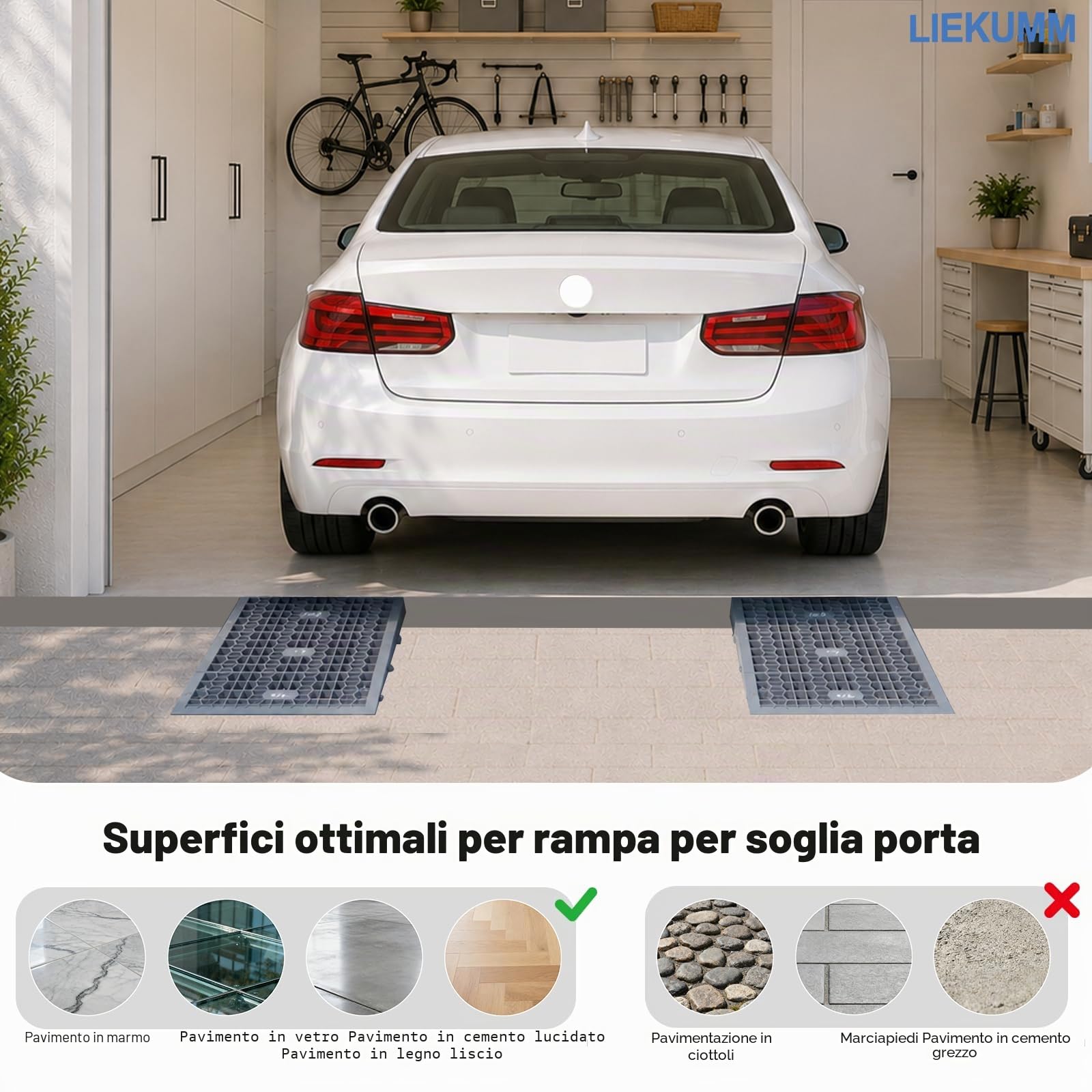 LIEKUMM Rampa per Sedia a Rotelle, Altezza 7,5 cm, Rampa per Disabili Capacità 1400 kg, Rimovibile per Porte, Altezza 7,5 cm