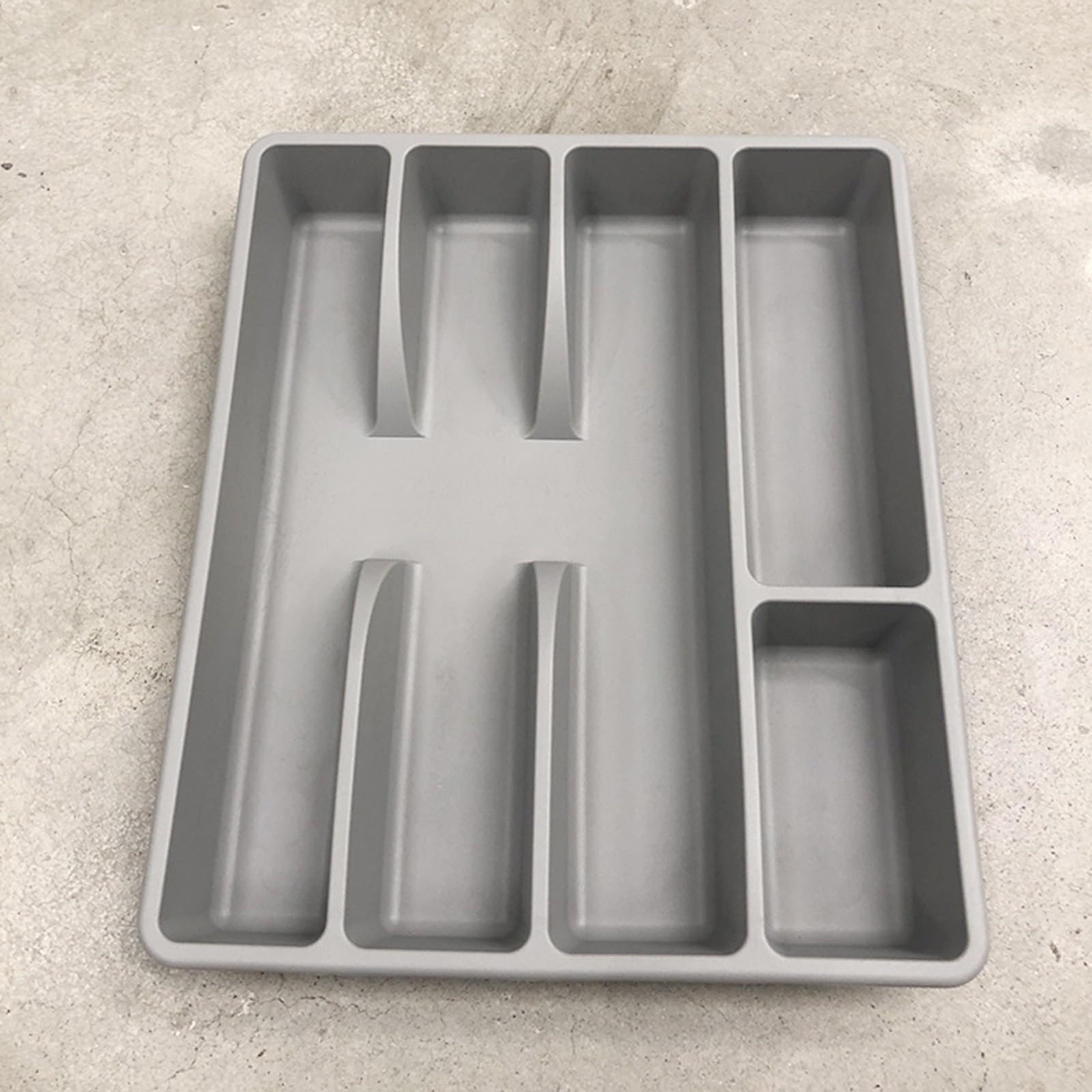 Cajón de cubiertos expandible, soporte grande de plástico ajustable para utensilios de cocina, bandejas de cubiertos para tenedor, cuchara, almacenamiento de cuchillos (gris, talla única)