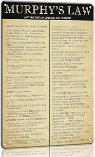 Panfegze Murphy's Law Metal Poster Vintage Wall Art for Office, Game Room, Home Decor (8x12inch(20cmx30cm))