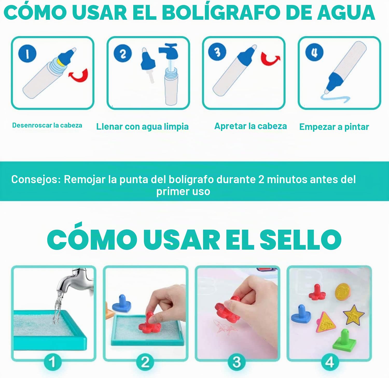 MOONTOY Alfombra Pintar Agua 120x80cm Juguetes Infantil Tapete Magica Regalos Niños 2 - 6 Años