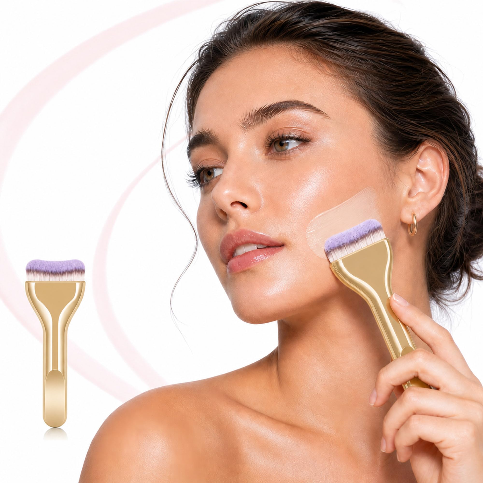 Brocha Facial Dorada con Cerdas Suaves para Base y Mascarillas Spa - imagen 3