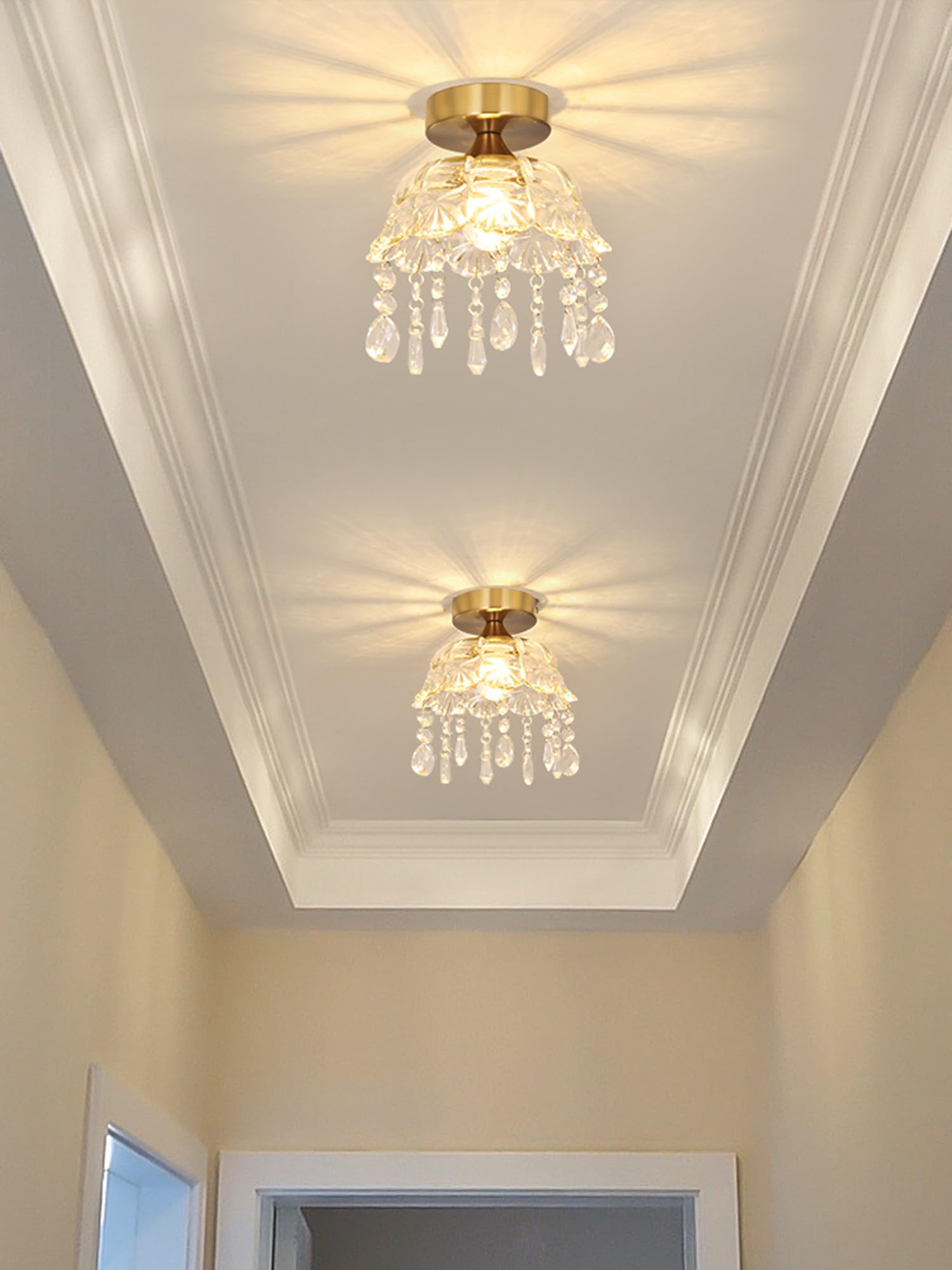 Dellemade Pack of 2 Ceiling Light Glass Shade Chandelier Semi Flush Ceiling Lighting Fixture (4119-2 Clear)