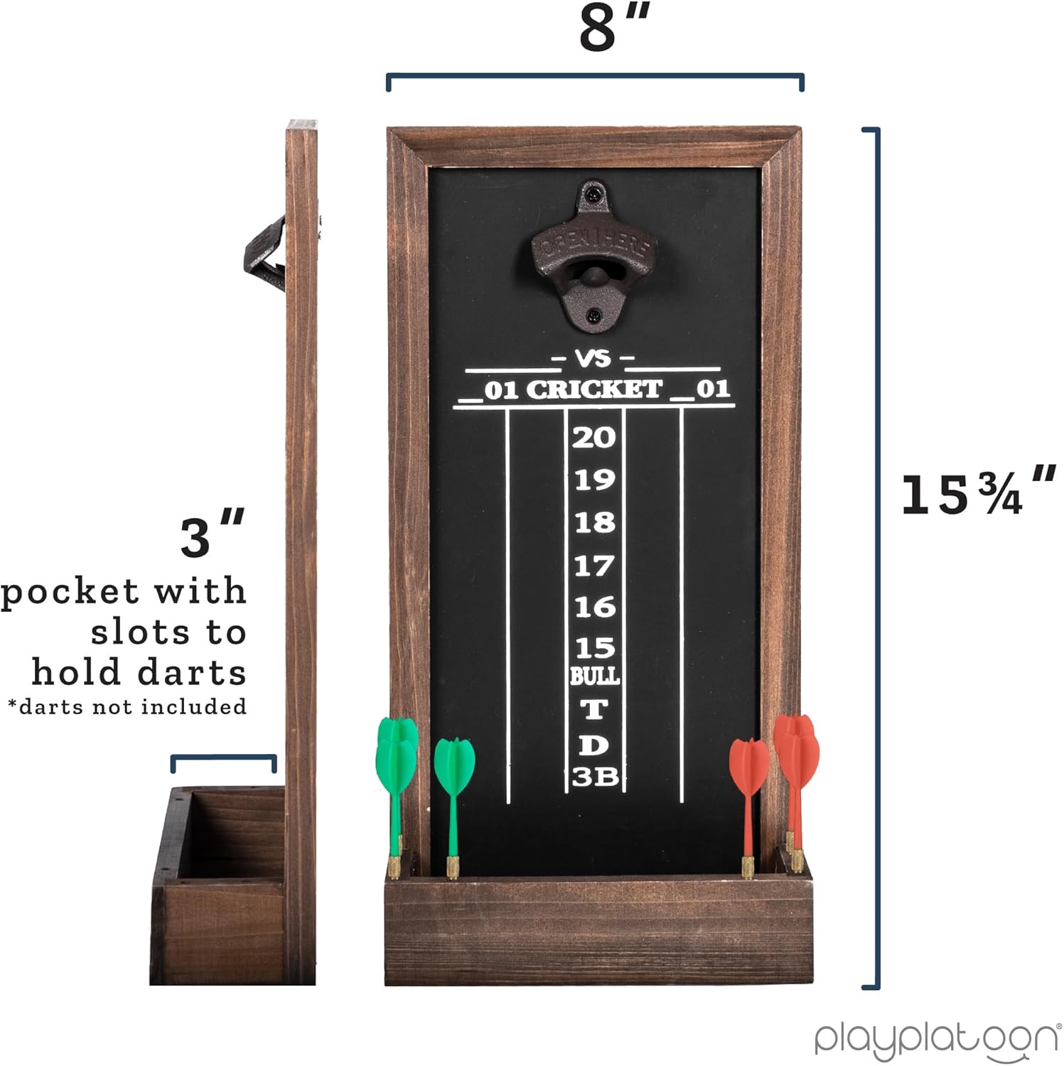 Play Platoon Dart Scoreboard & Darts Holder Wall Mount - Wood Score Board, Professional Darts Accessories, Dart Holder