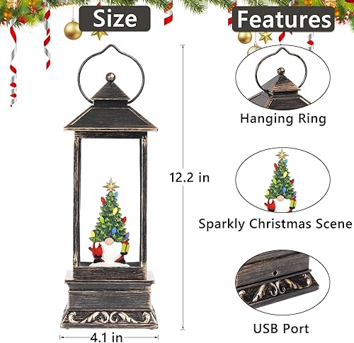 Miniatura 10 de Linterna musical de globo de nieve de Navidad, linterna giratoria brillante de 12 pulgadas con temporizador de 6 horas, funciona con USB y funciona