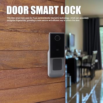 Smart Lock, Fingerprint Password Key Keyless Entry Door Electronic Lock with Remote, Waterproof Digital Keypad Deadbolt with Tuya APP Unlock, for Home, Bedroom, Apartment, Office