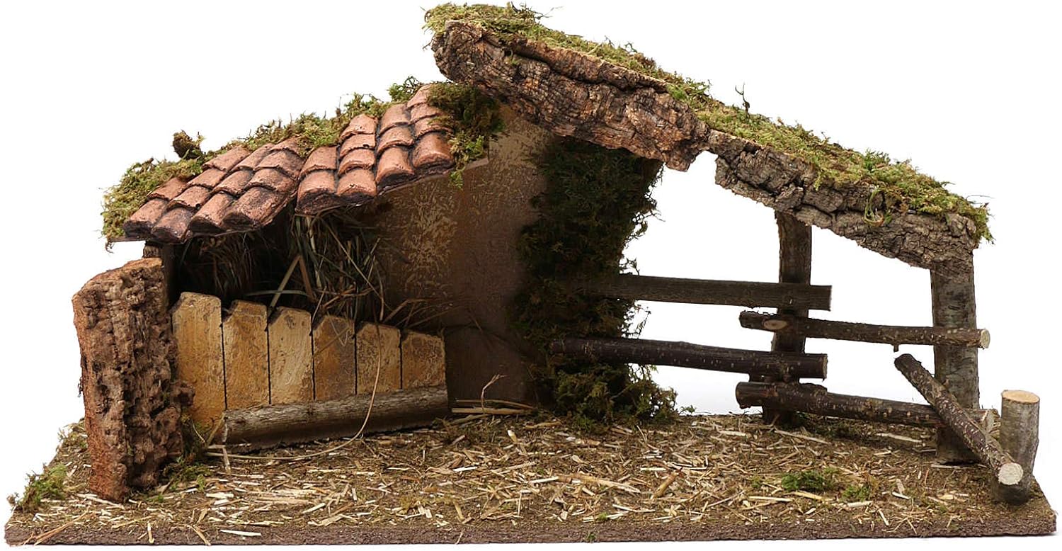 Hut with a Tiled roof and Fences 30X60X20 cm for 10-13 cm Nativity