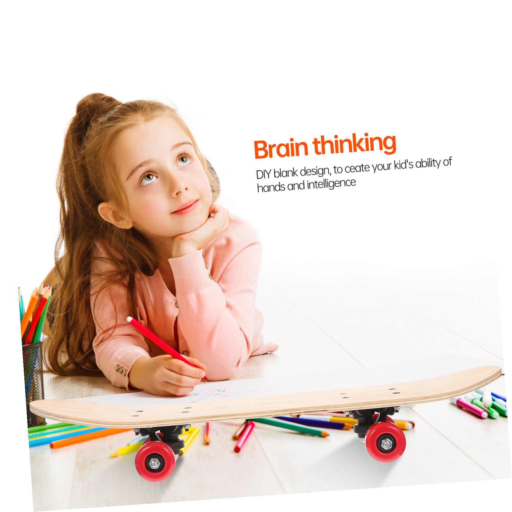 Toddmomy Planche À roulettes Vierge DIY Graffiti 23 Pouces en Bois pour Enfants - Skateboard Créatif À Personnaliser Facilement Cadeau pour Activités Extérieures Et Loisirs