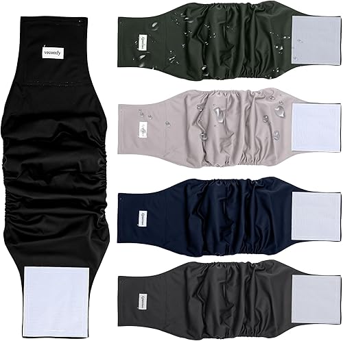 Bandas para el Vientre para Pañales de Perros Machos (Paquete de 5), Premium Lavables Reutilizables Envolturas Medianas para el Vientre de Perros a