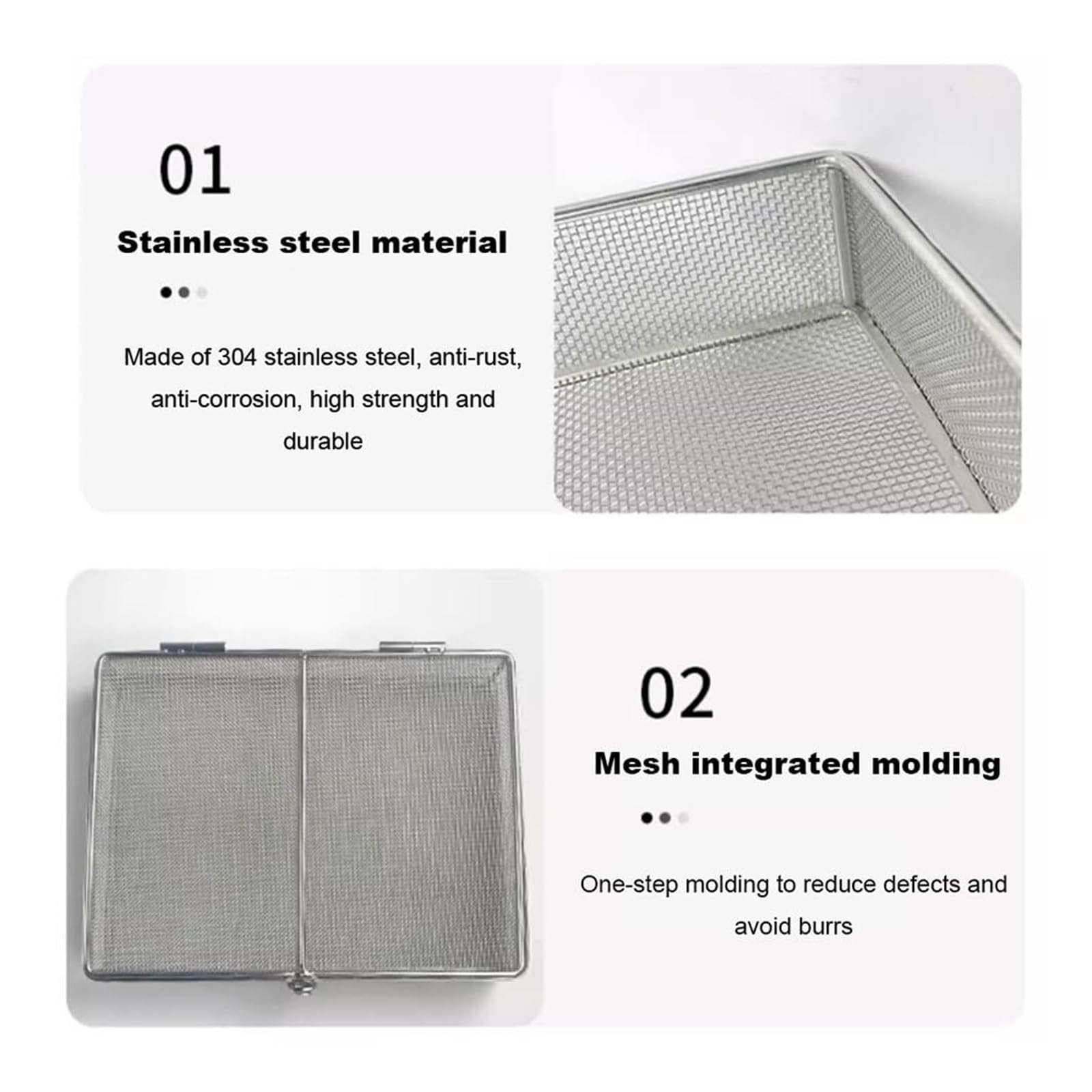 Cestello in rete di acciaio inox con coperchio – Contenitore per lavaggio e sterilizzazione di strumenti chirurgici | 20*15*5cm