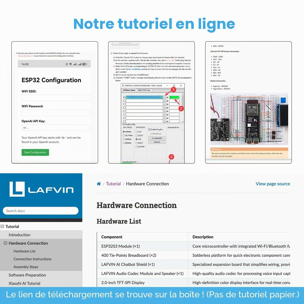 LAFVIN Kit Chatbot AI pour ESP32-S3-WROOM avec tutoriel compatible avec Arduino IDE