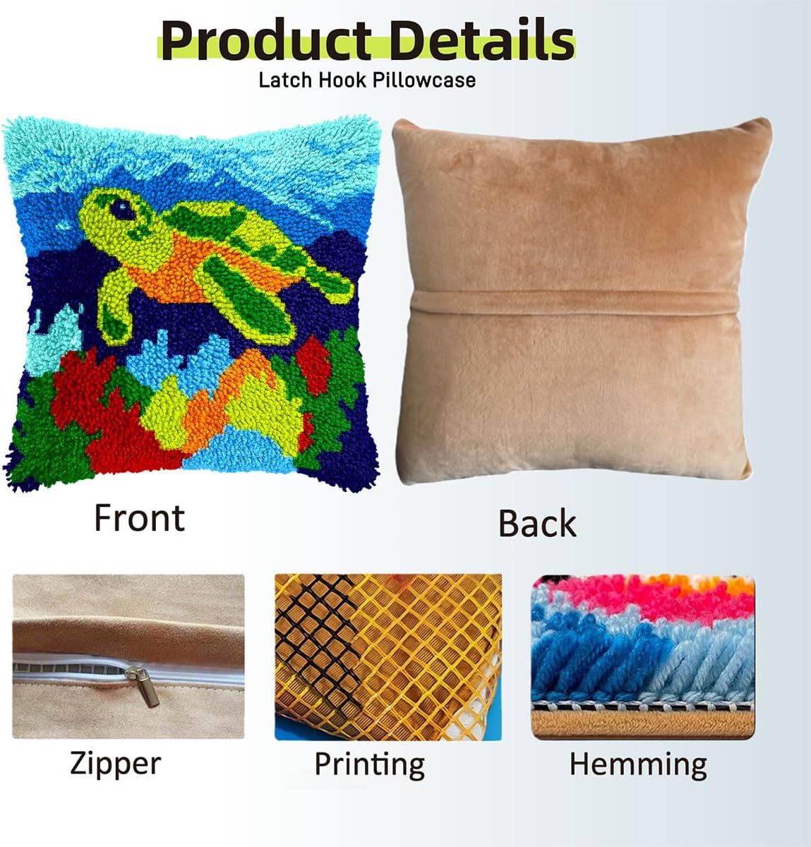 DIY Latch Hook Pillow Kit American Eagle in Sky Easy for Beginners with Pattern DIY Crochet Craft Kit Pillowcase Cushion for Home Decor 43x43cm