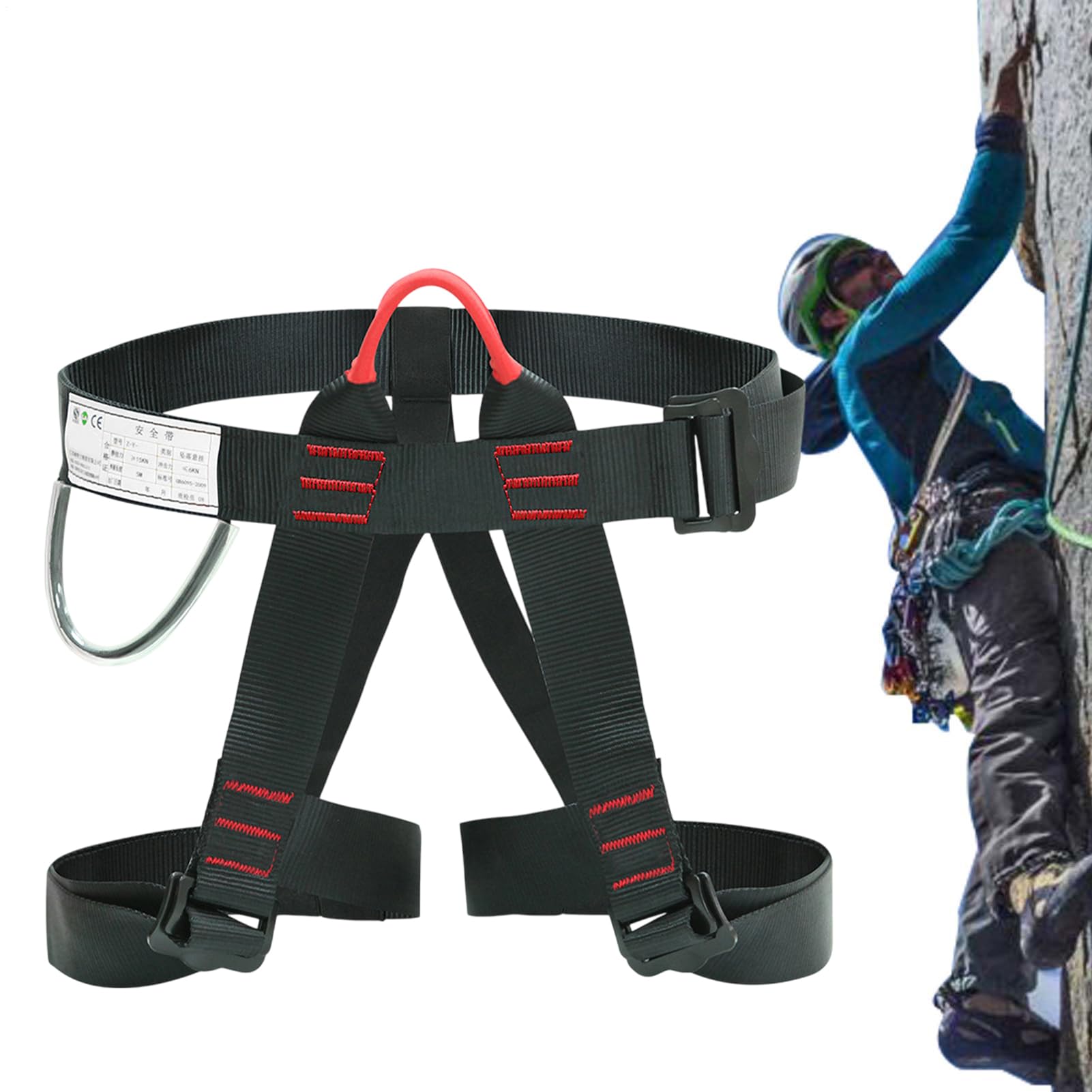 Imbracatura di sicurezza - Attrezzatura per discesa in corda doppia regolabile per metà corpo, struttura in acciaio legato in poliestere, capacità di carico pesante 15 KN, girovita 70-120 cm | Cintura
