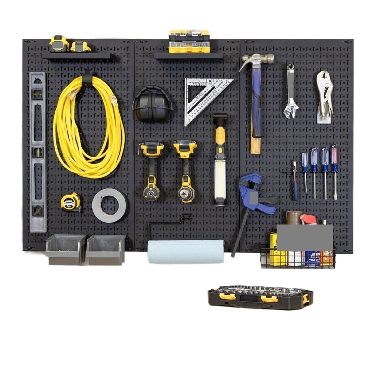 Xileuduod 3 Panel Pegboard Metal Pegboard Power Tool Organizer, Garage Wall Storage, Mount