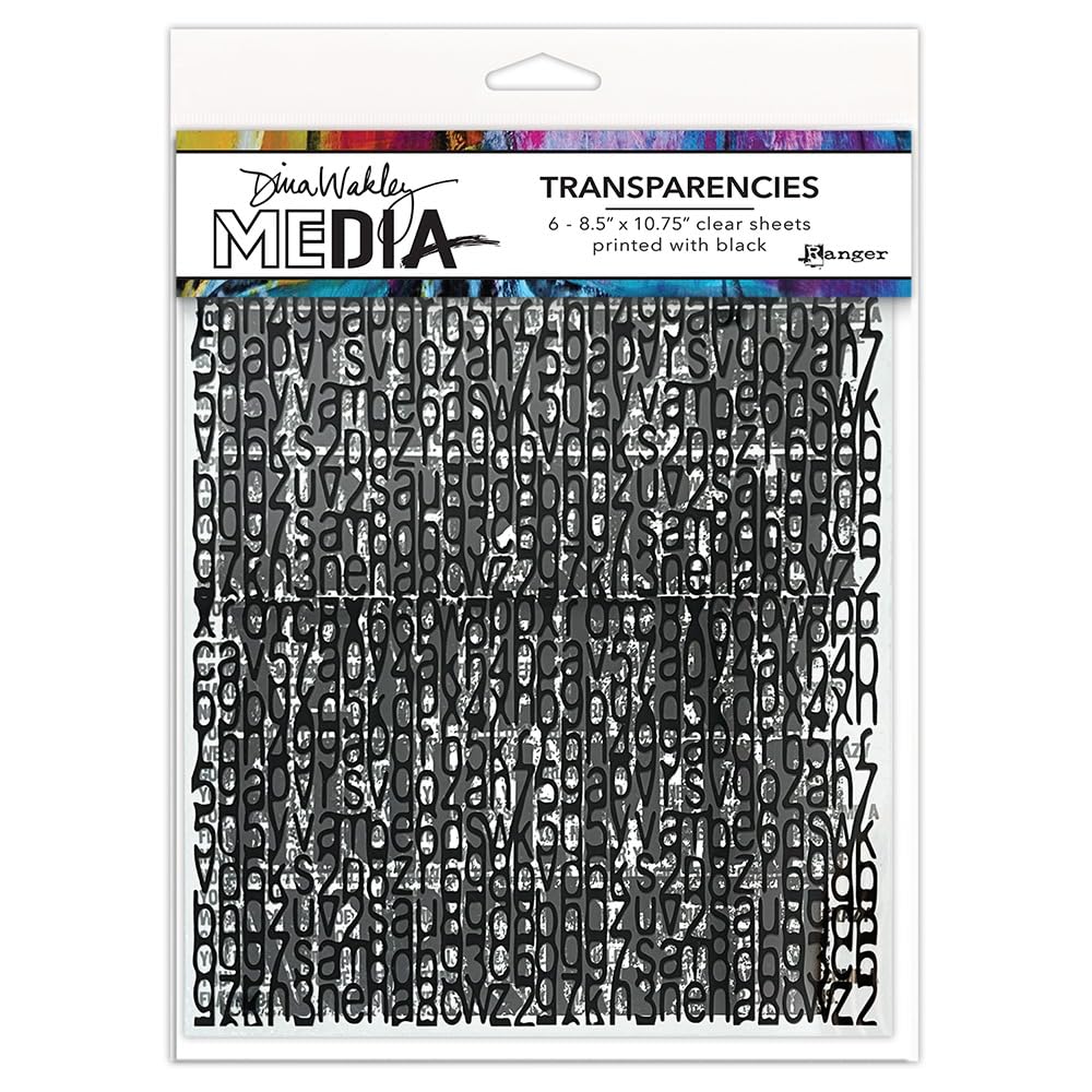Ranger Typography Set 2 Dina Wakley Media Transparencies 6Pcs
