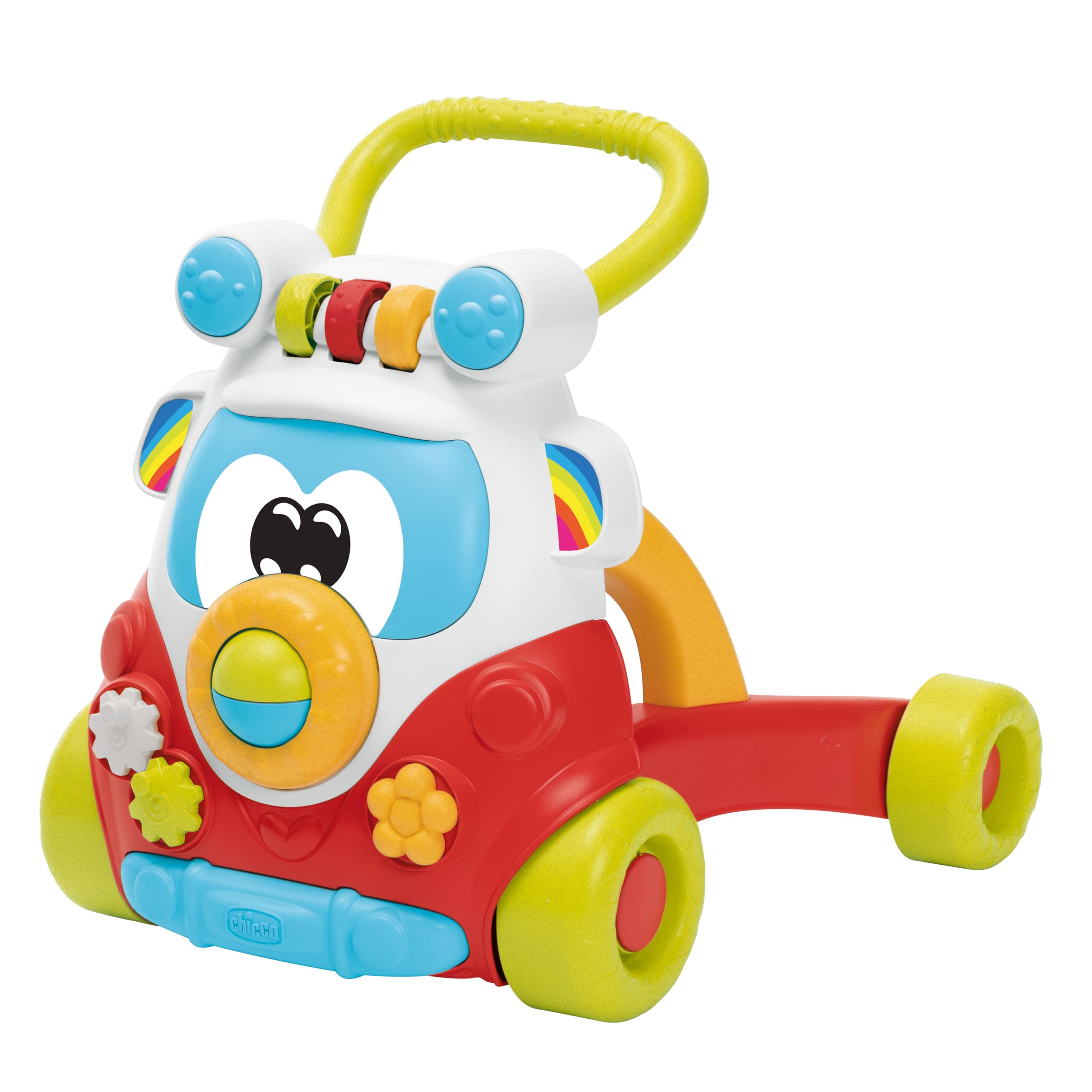 Chicco Happy Hippie Walker Eco 2en1, Juego Niños Pequeños con Centro de Actividades Manual, Colorido Autobús para Niños Pequeños con 4 Ruedas Grandes, Juguete Educativo y Regalo para Bebés 9-​24 Meses