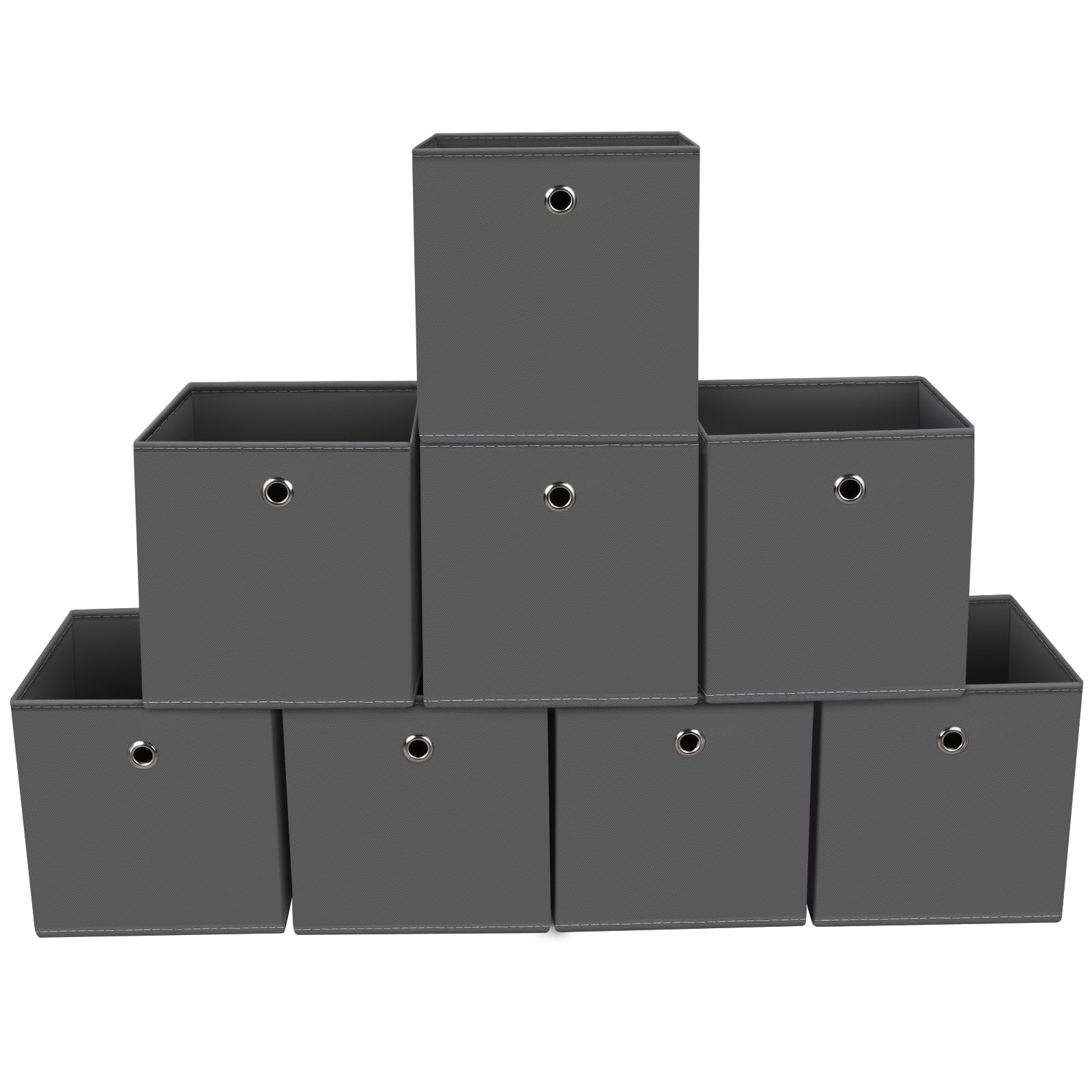 STOREONE Fabric Storage Bin,11 Inch Collapsible Cube Storage Bins With Handle,Closet Organizers And Storage,For Home Bedroom,Clothes,Closet,Drawer,Cube Storage Shelf,Set of 8,(Gray)