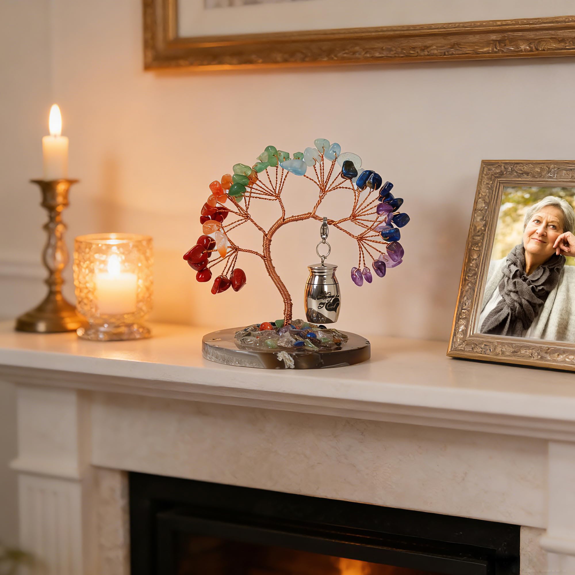 Contid - Piccola urna per ceneri umane, in acciaio inox, mini urna per ceneri umane, decorazione per albero di cremazione, regalo commemorativo per condividere le ceneri