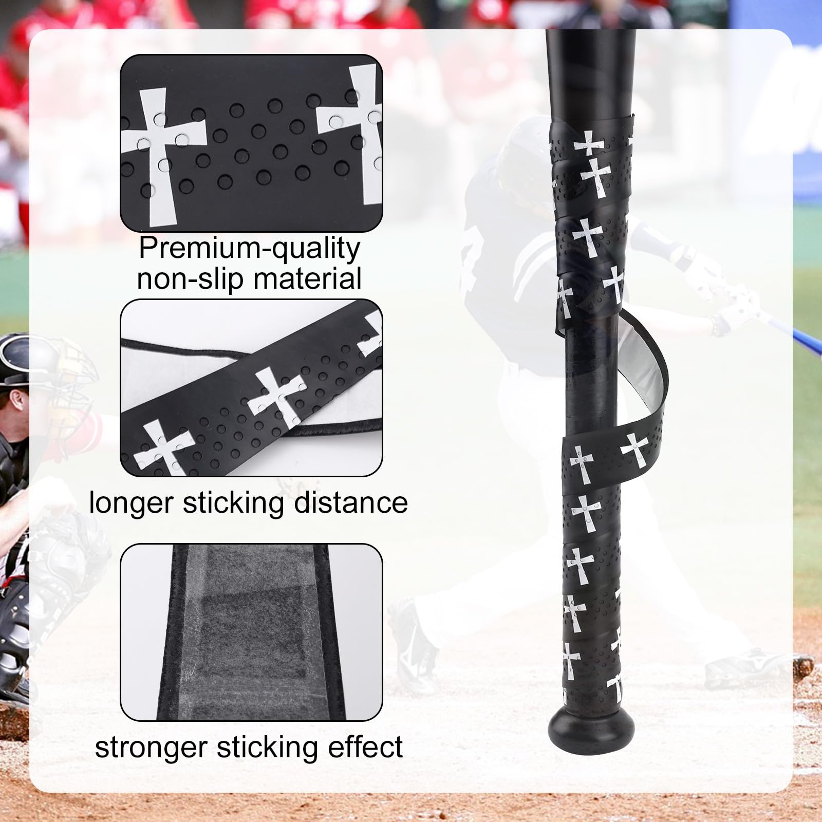 Cinta de Agarre para Bate de Béisbol, Precortadas Antideslizantes, Softbol, Accesorios Cristiano