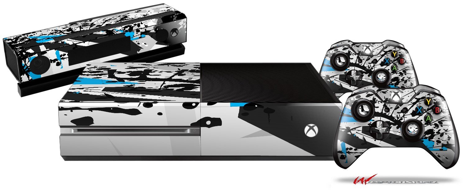 Baja 0018 Blue Medium - Holiday Bundle WraptorSkinz Decal Style Vinyl Skin Wrap compatible with XBOX One Original Console, Kinect and 2 Controllers (GAMING SYSTEM NOT INCLUDED)
