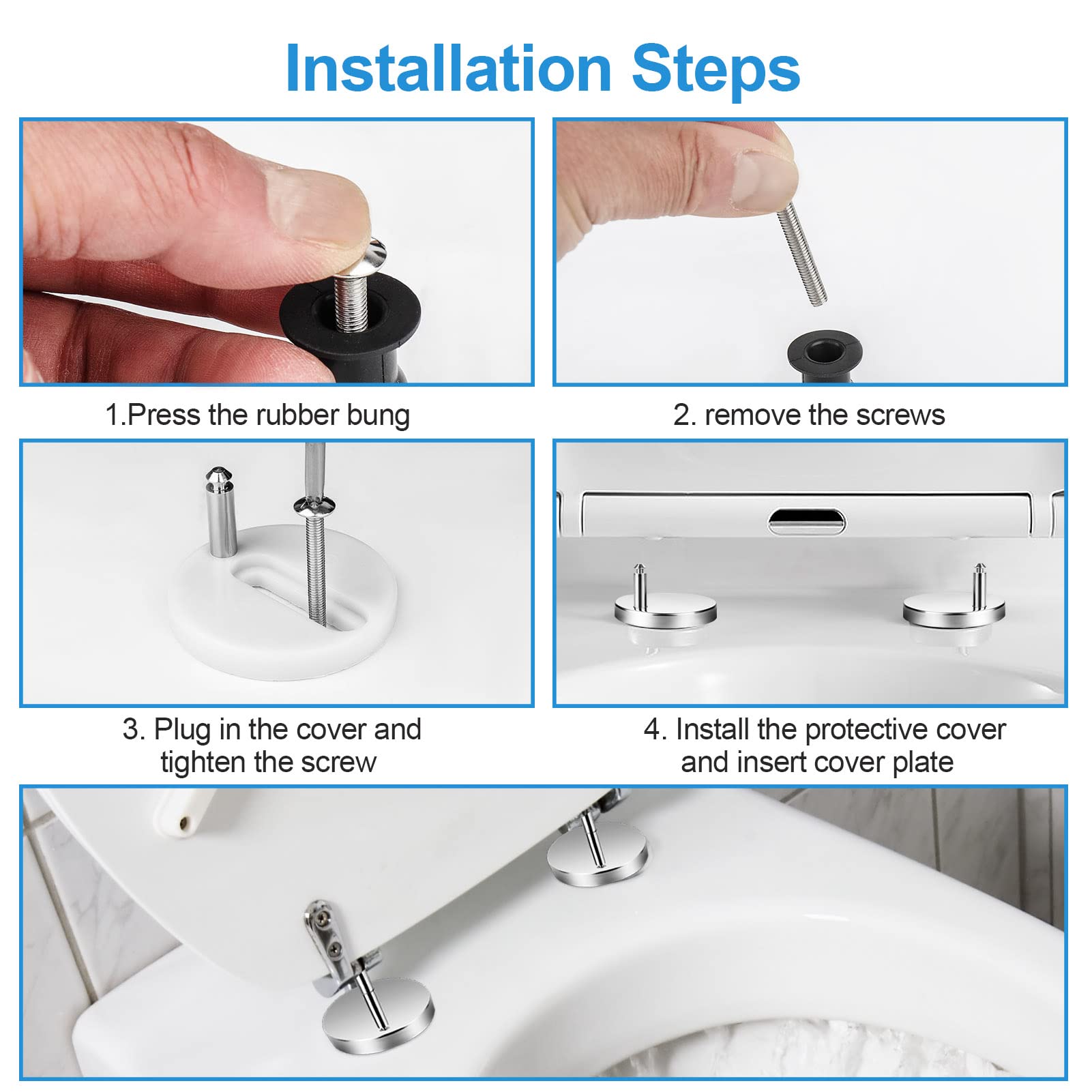 Mutiwill 2 Pcs Toilet Seat Fixings Toilet Seat Hinge Top Fixings Blind