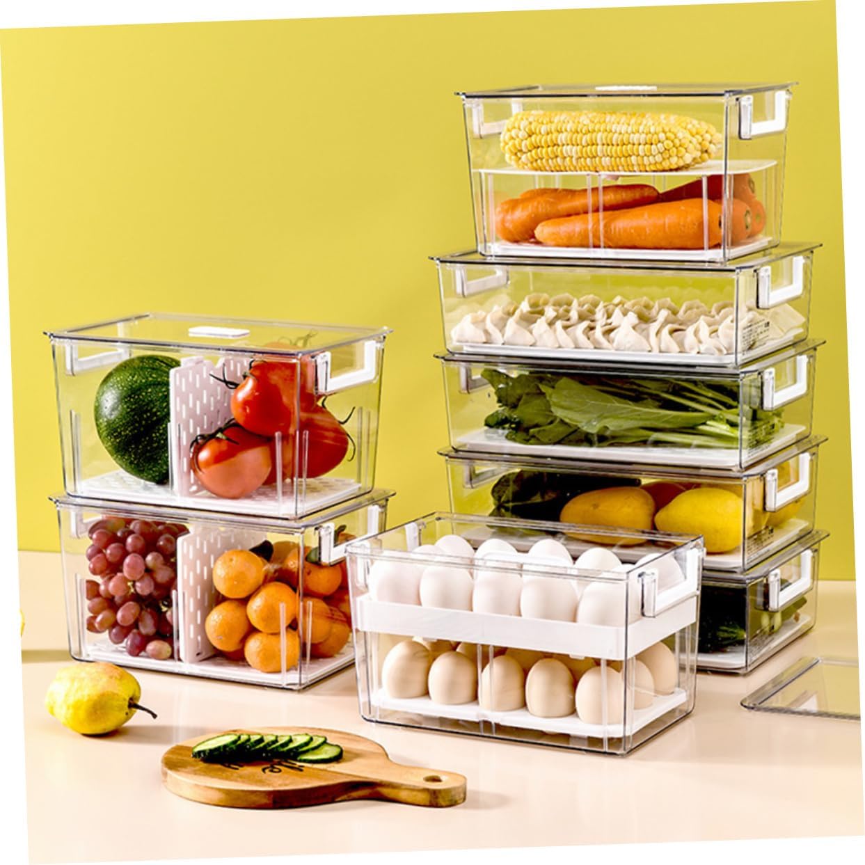 1pc Refrigerator Egg Storage Bin Removable Dividers Airtight Egg Organizer Container for Fridge Dual-layer Design for Preservation and Easy Access