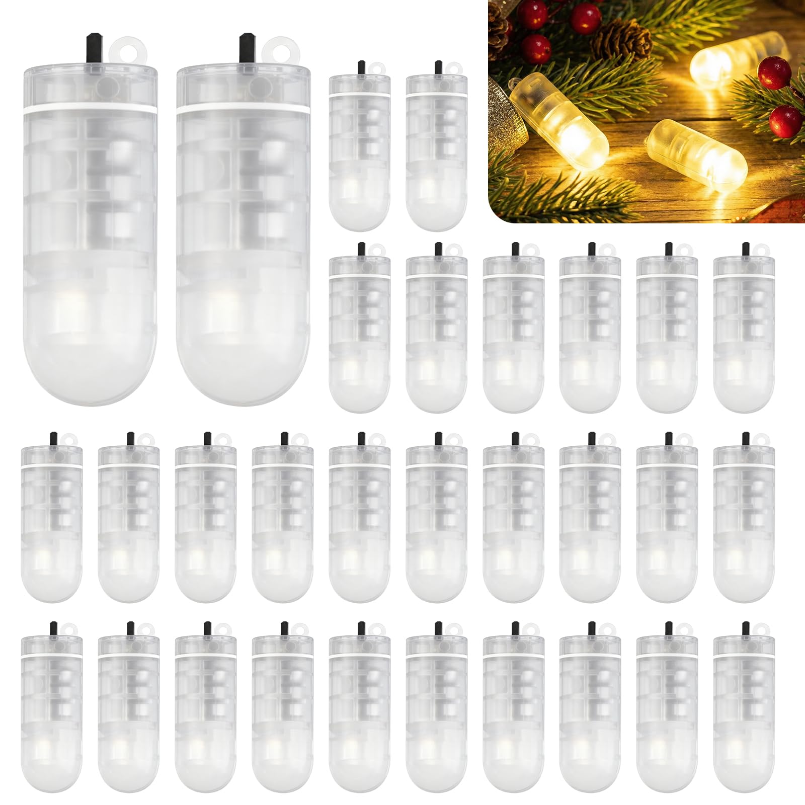 Liyade LED Ballonlichter, 30 Stück Warmweiß LED Ballons Lichter, Mini Lichter für Luftballons & Papierlaternen, Perfekte Innen Deko für Geburtstag, Hochzeit, Weihnachten & Party
