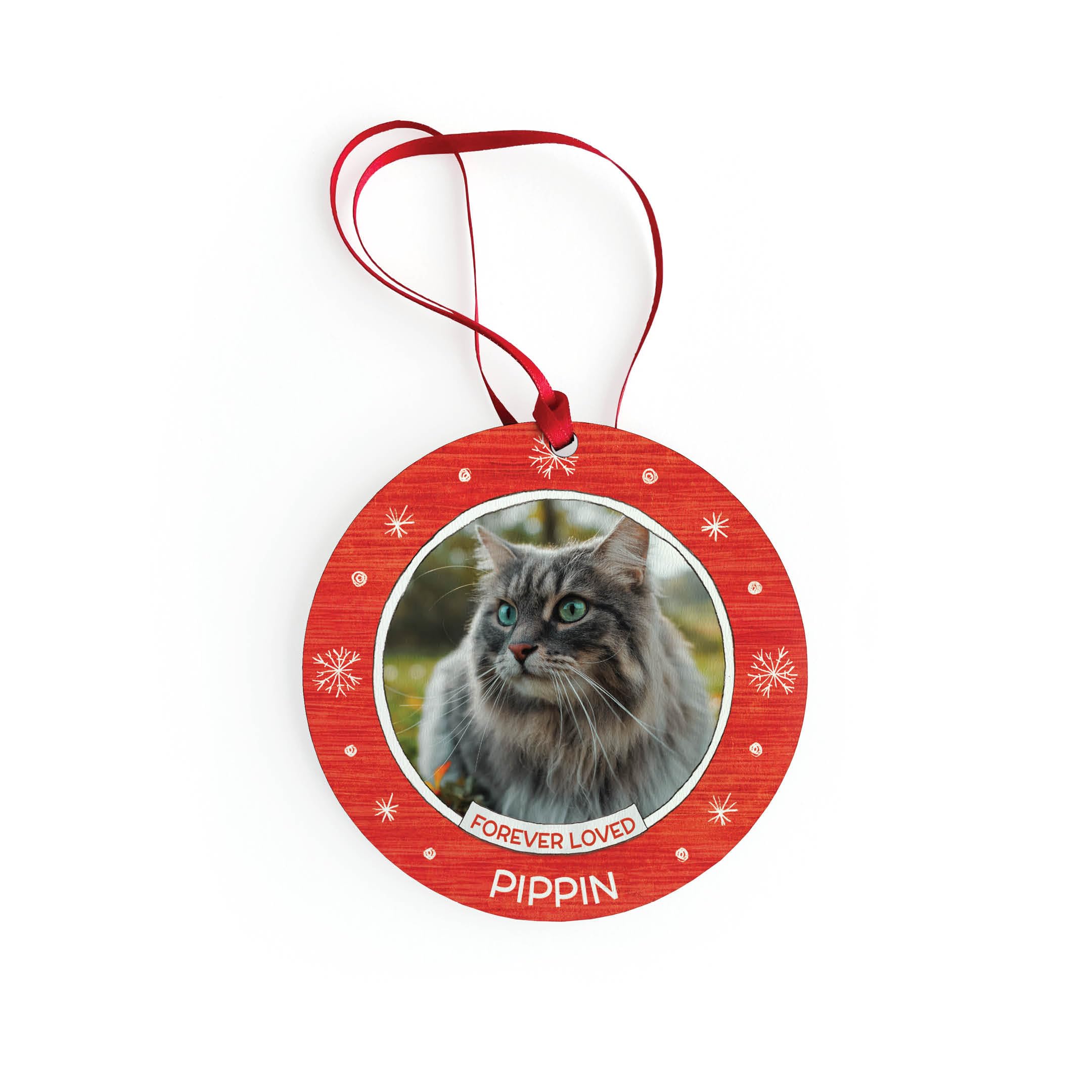 Cat's Memorial Name and Photo Personalized Ornament – I See Me!
