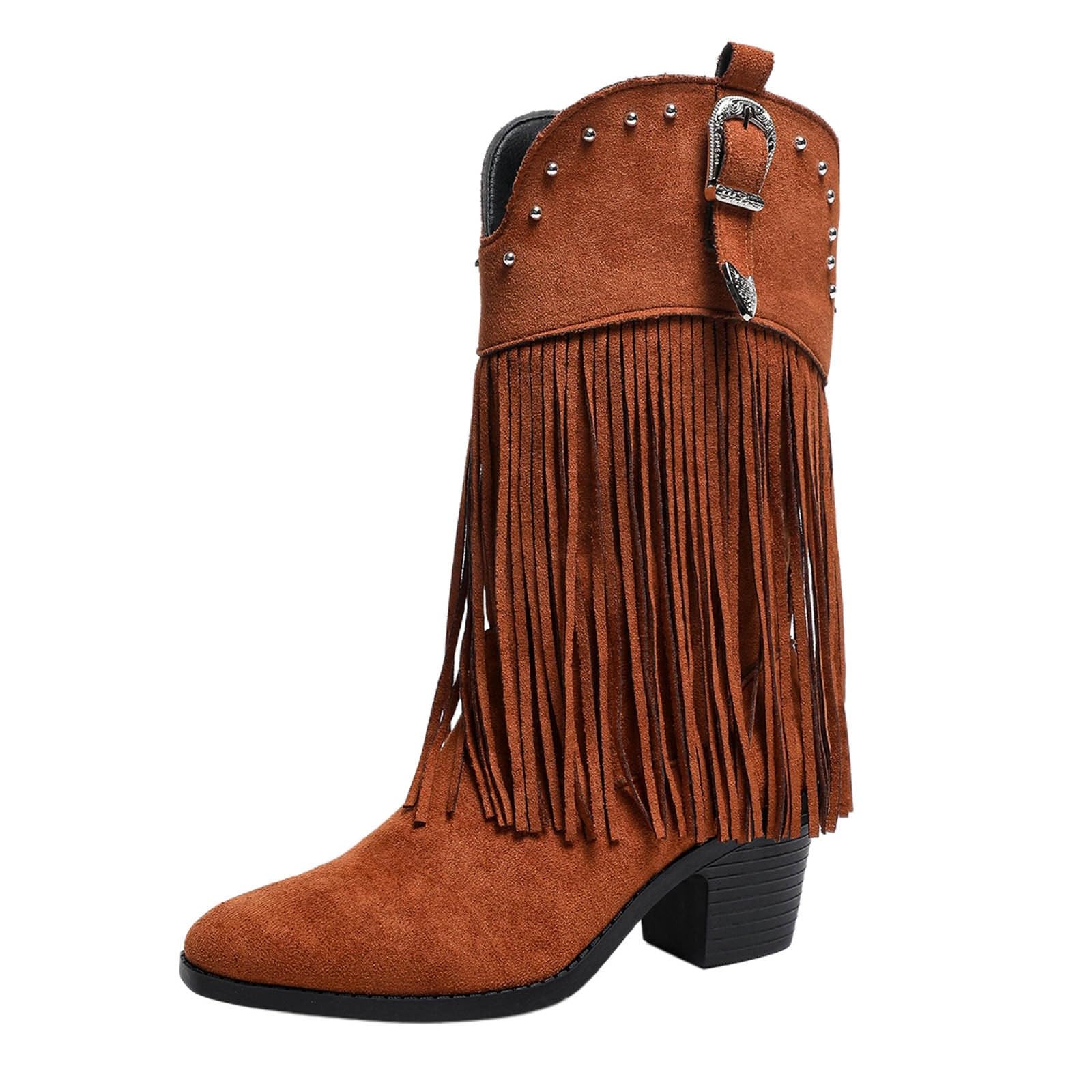 Botas por Encima de la Rodilla Botas de Mujer la Marca Foreign Trade para otoño e Invierno, Estilo Cowboy, con tacón Grueso, tacón bajo y Altas.