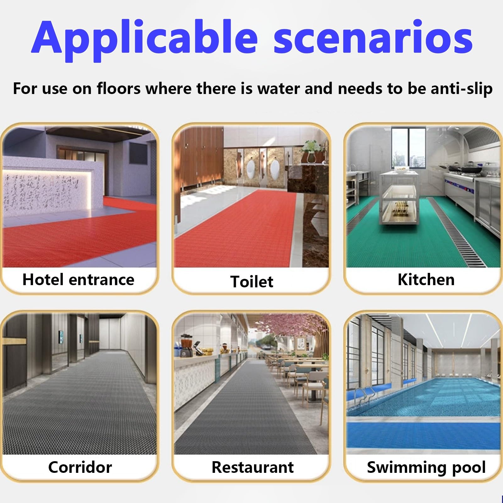 Tappetino antiscivolo in PVC per drenaggio, in rete spessa, arrotolabile, per bagno, cucina, piscina, giardino, zona umida