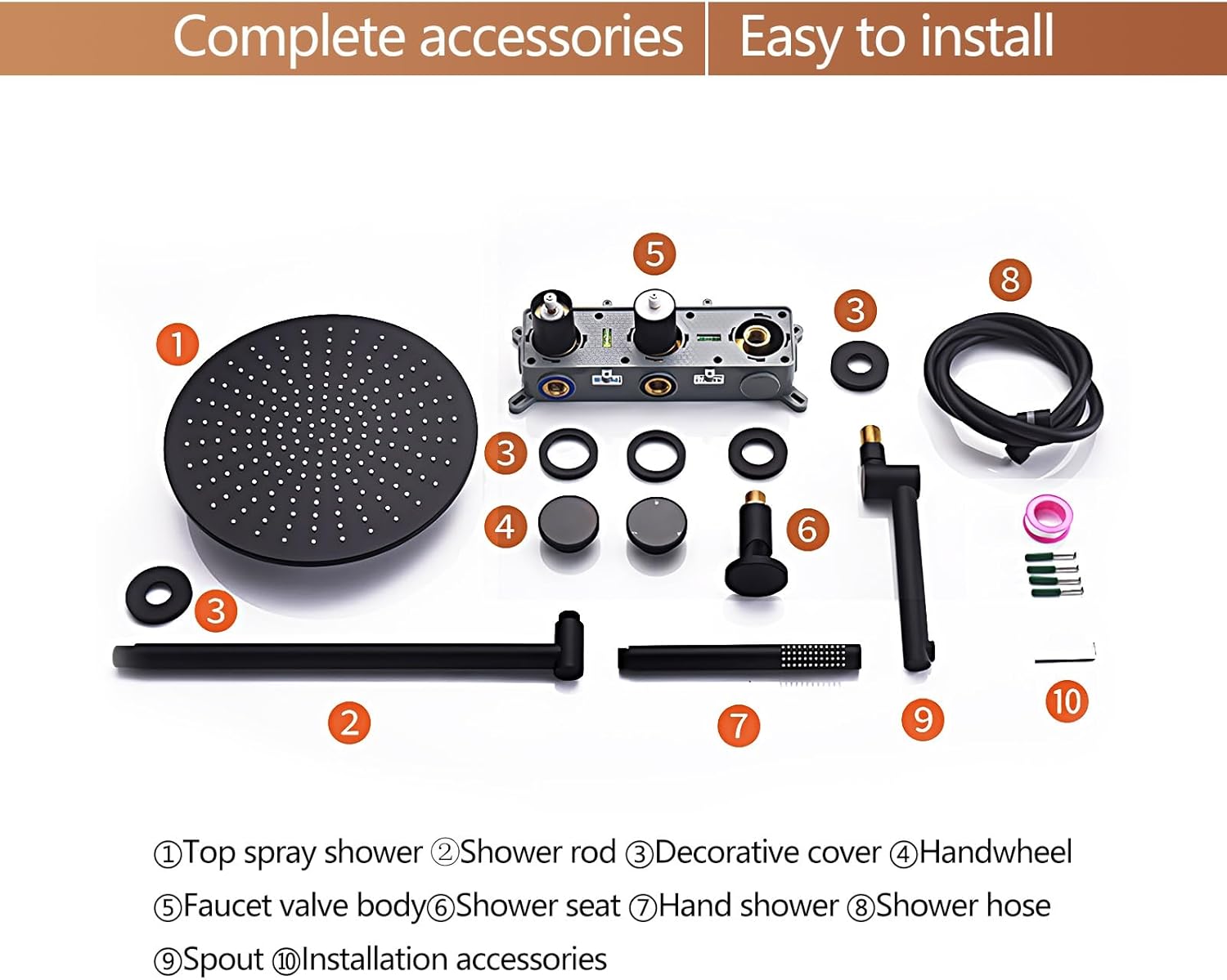 Diagram of icVantA Shower Faucet Set components, numbered 1 through 10