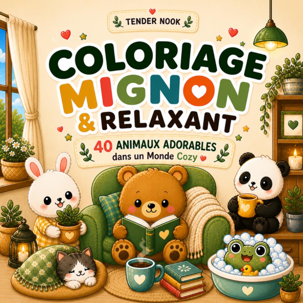 Coloriage Mignon et Relaxant: 40 Animaux Adorables dans un Monde Cozy