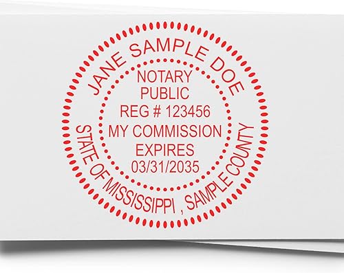 Miniatura 4 de MaxLight MS - Sello de notario para notario público de Mississippi, sello de notario redondo, impresión de 1-58 pulgadas, disponible en 5 colores de
