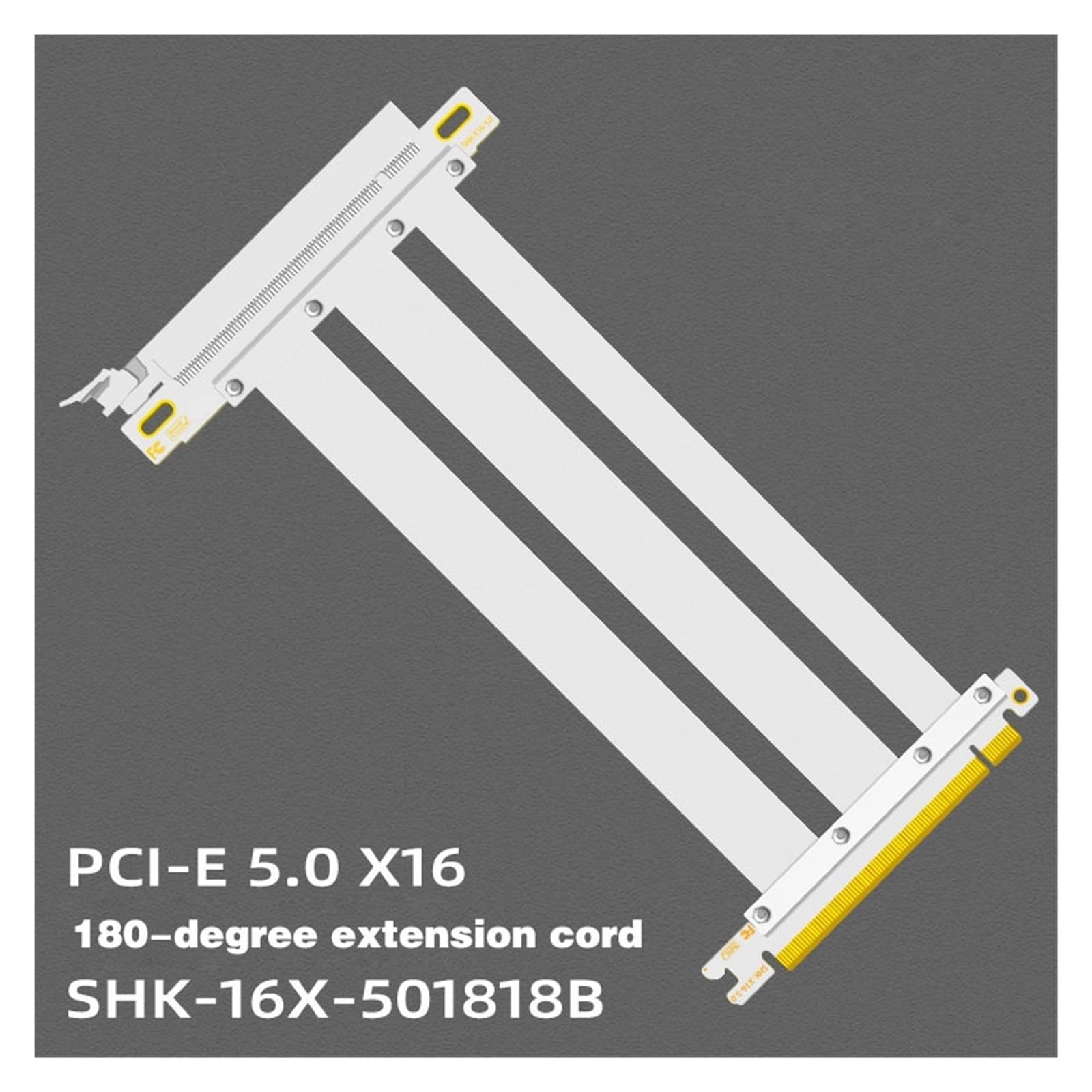 PCIe 5.0 X16 Riser Cable S+A+S, RTX4090, RX6950XT, X570, B550, Z690, ekranowany, szybki pionowy montaż, do gier, PCI Express Gen5 (0,15 m, 5,0 biały, 180 stopni)
