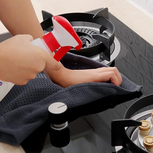 Miniatura 5 de Homaxy Toallas de cocina 100% algodón con tejido de gofre, ultra suaves, absorbentes, de secado rápido, 13 x 28 pulgadas, paquete de 6, gris oscuro