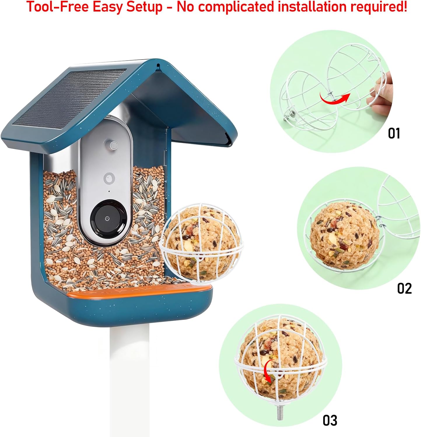 Metal Suet Ball Holder for Bird Buddy, 5mm Screw Hole Easy Mount image 3
