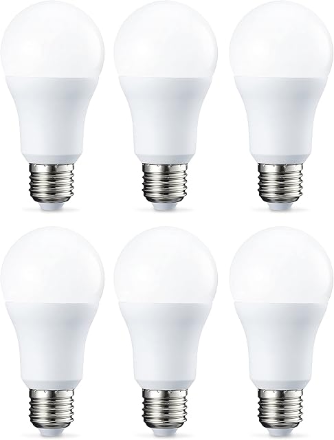 Amazon Basics LED E27 Edison Screw Bulb, 10W (equivalent to 75W), Cool White, Non Dimmable - Pack of 6