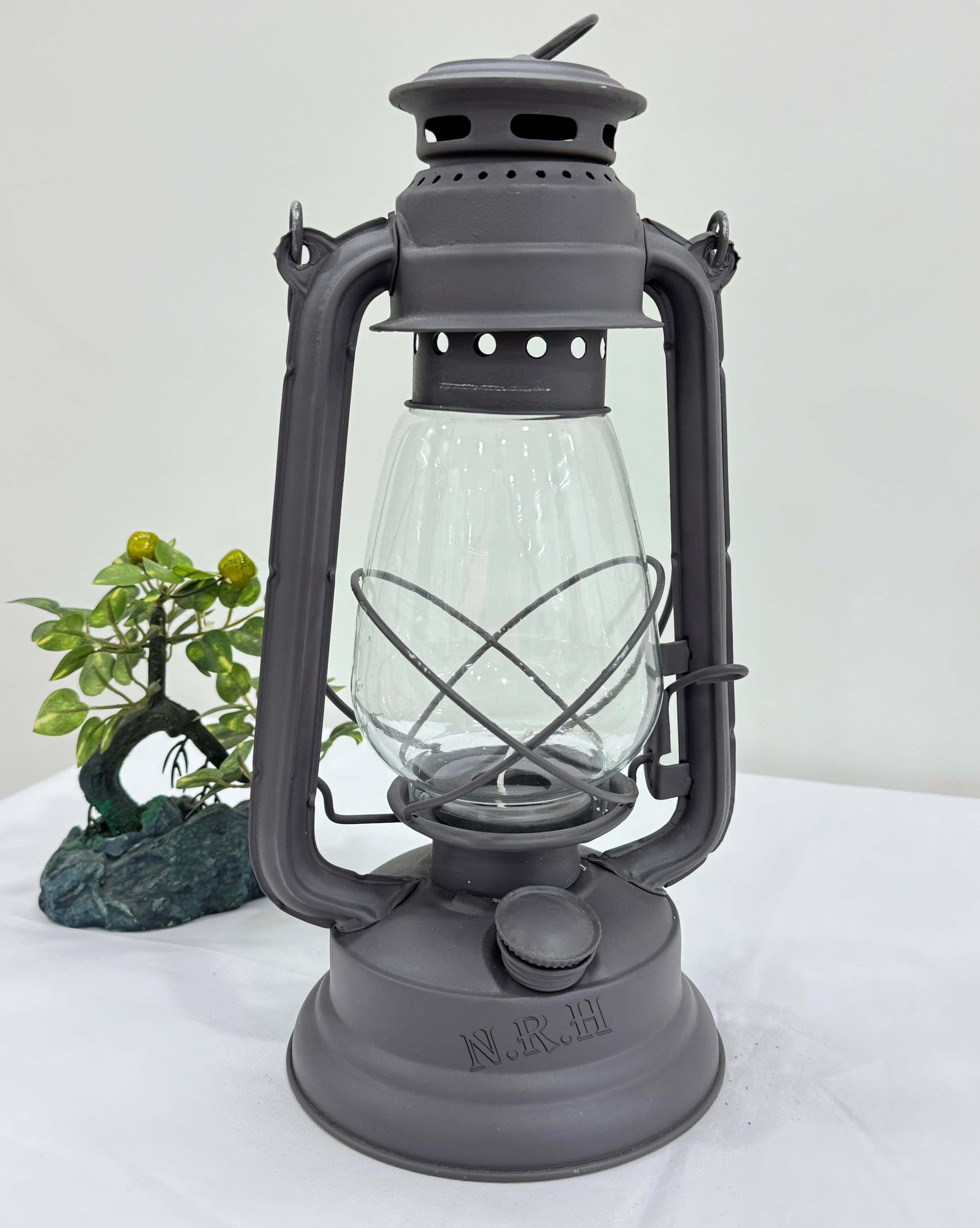 Lanterne décorative en verre | Centre de table rustique pour intérieur et extérieur pour maison, mariage, ferme | 30,5 cm