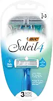 BIC Soleil Comfort – Barbeadores descartáveis femininos para pele sensível para um barbear suave e rente, conjunto de 3 peças